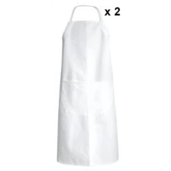 Tablier De Cuisine Coton Blanc Ciboulette LMA En Lot De 2