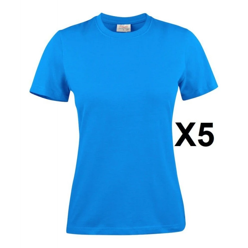 Tee Shirt Manches Courtes Femme Bleu Heavy RSX Lot De 5 1 Tee Shirt Manches Courtes Femme Bleu Heavy RSX Lot De 5