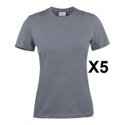 Tee Shirt Manches Courtes Femme Gris Heavy RSX Lot De 5