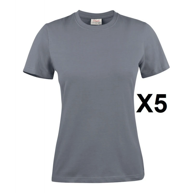 Tee Shirt Manches Courtes Femme Gris Heavy RSX Lot De 5 1 Tee Shirt Manches Courtes Femme Gris Heavy RSX Lot De 5