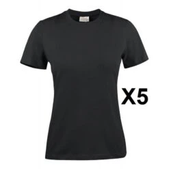 Tee Shirt Manches Courtes Femme Noir Heavy RSX Lot De 5