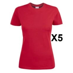 Tee Shirt Manches Courtes Femme Rouge Heavy RSX Lot De 5