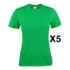 Tee Shirt Manches Courtes Femme Vert Heavy RSX Lot De 5