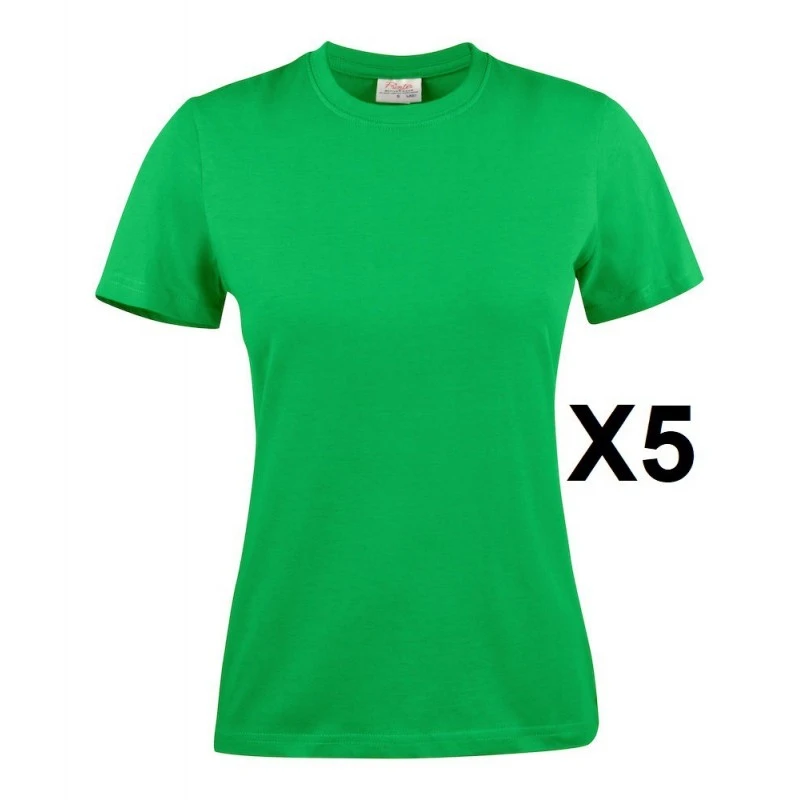 Tee Shirt Manches Courtes Femme Vert Heavy RSX Lot De 5 1 Tee Shirt Manches Courtes Femme Vert Heavy RSX Lot De 5